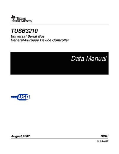 Texas Instruments TUSB3210 USB Controller Data Manual - cover page