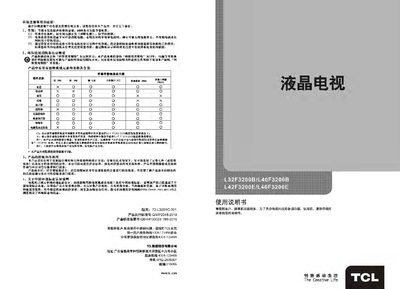 TCL L46F3200E Television User Manual - cover page