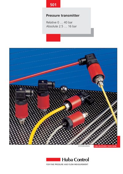 Huba Control 501 Pressure Transmitter Manual - cover page