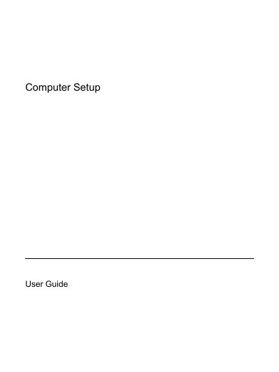 HP Computer Setup User Guide - cover page