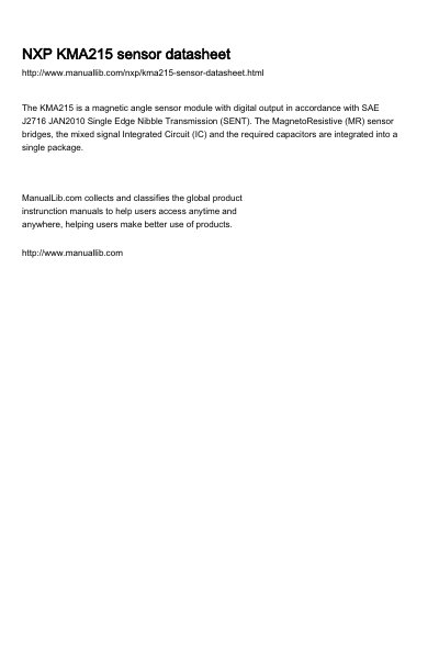 NXP KMA215 Programmable Angle Sensor Datasheet - cover page