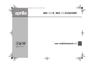 Aprilia RSV 1000 R Factory User Manual - cover page