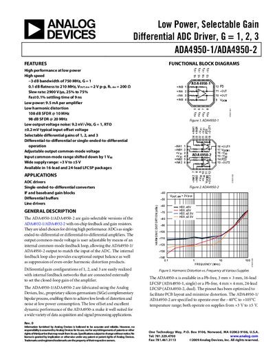 Analog Devices ADA4950-1/ADA4950-2 Datasheet - cover page