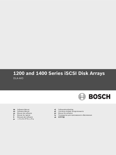 Bosch 1200/1400 Series iSCSI Disk Arrays DLA-AIO Software Manual - cover page
