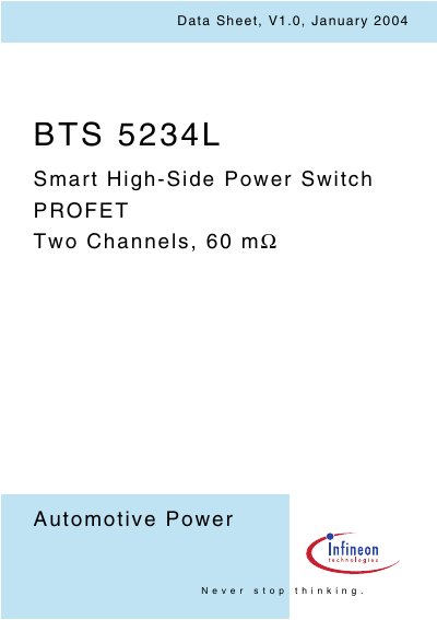 Infineon BTS 5234L Smart High-Side Power Switch Data Sheet