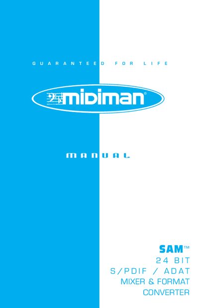 MIDIMAN SAM 24-Bit ADAT/S/PDIF Mixer & Format Converter User Manual - cover page