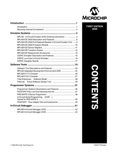 MICROCHIP - 2000 Microchip Technology Inc. DS30177M-page i FIRST EDITION 2000 CONTENTS Manual - cover page