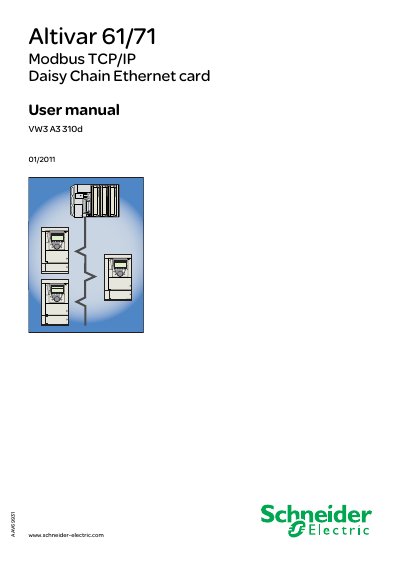 Schneider Electric Altivar 61/71 Modbus TCP/IP Daisy Chain Ethernet Card User Manual - cover page