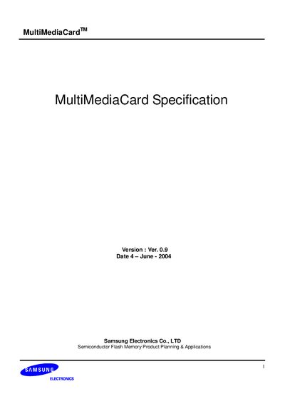 SAMSUNG MultiMediaCard Specification1 - cover page