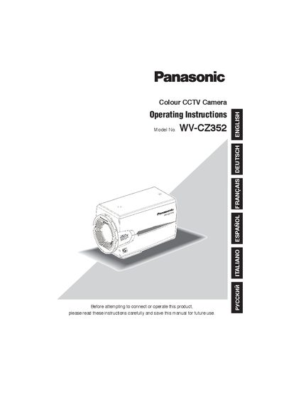 Panasonic WV-CZ352 Operating Instructions