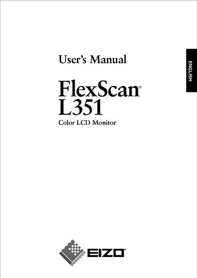EIZO FlexScan L351 Color LCD Monitor User Manual - cover page