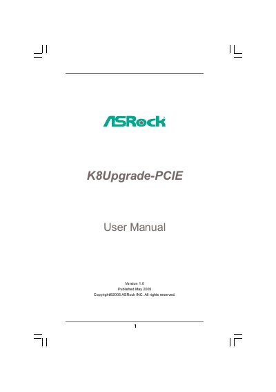 ASRock K8Upgrade-PCIE User Manual - cover page