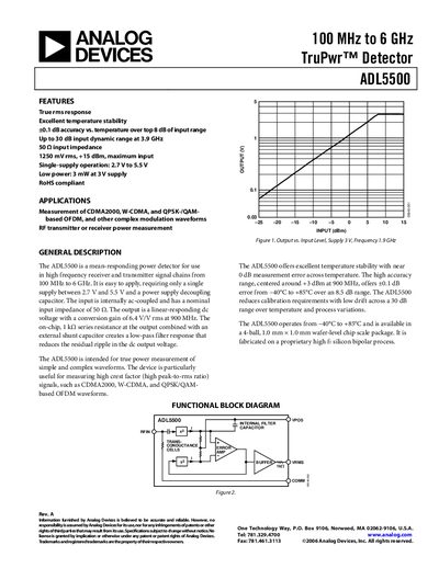 Analog Devices ADL5500 Datasheet - cover page