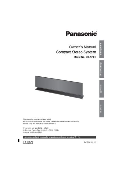 Panasonic SC-AP01 Compact Stereo System Owner's Manual - cover page