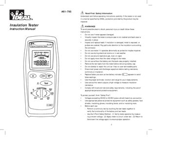 IDEAL 61-795 Digital Insulation Tester Instruction Manual - cover page