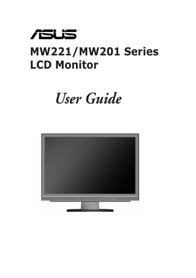 ASUS MW221/MW201 LCD Monitor User Guide - cover page