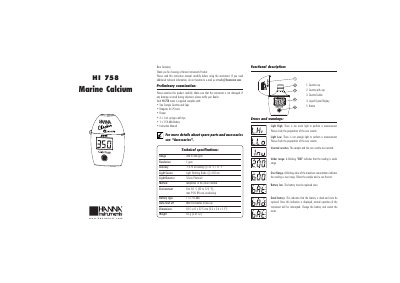 Hanna Instruments HI 758 Marine Calcium Meter User Manual - cover page