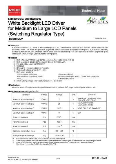 ROHM BD6150MUV Technical Note - cover page
