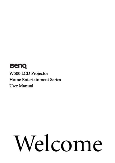 BenQ W500 LCD Projector User Manual - cover page