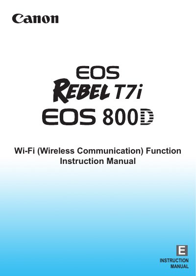 Canon Wi‑Fi Function User Manual - cover page