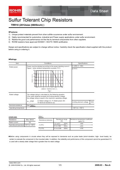 ROHM TRR10EZPF Manual - cover page