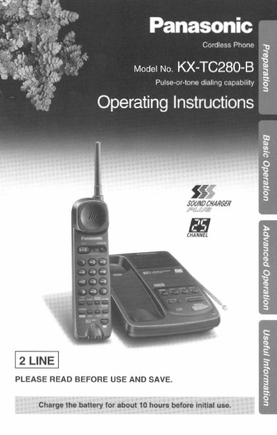 Panasonic KX-TC280-B Cordless Phone Operating Instructions - cover page