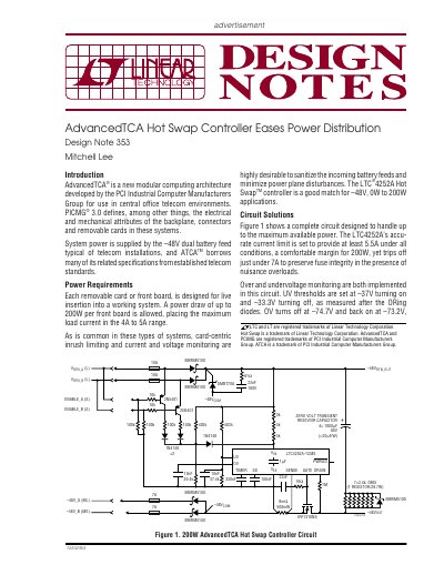 Linear Technology LTC4252A AdvancedTCA Hot Swap Controller Application Note 353 - cover page
