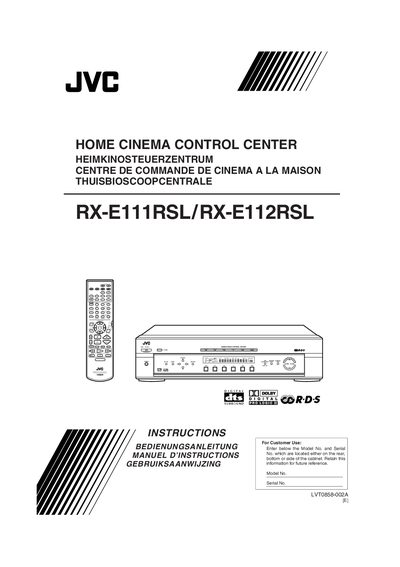 JVC RX-E111RSL / RX-E112RSL Home Cinema Control Center User Manual - cover page