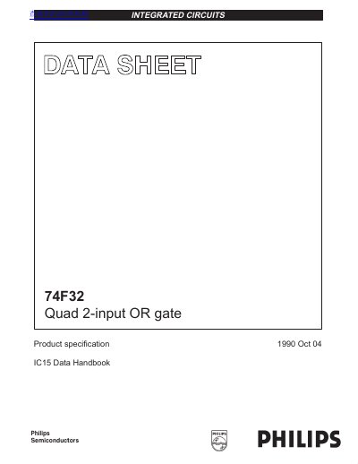Philips 74F32 Quad 2-input OR Gate Datasheet - cover page