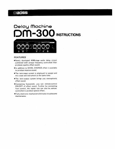 BOSS DM-300 Echo/Chorus Effect Processor User Manual - cover page