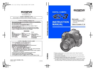 Olympus E-3 Digital Camera Basic Guide - cover page