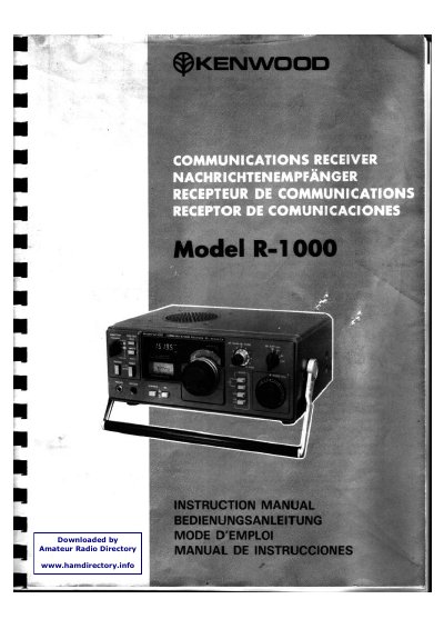 Kenwood R-1000 Communications Receiver User Manual - cover page
