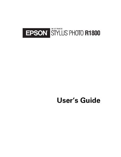 Epson Stylus Photo R1800 User's Guide - cover page