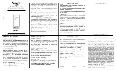Aprilaire Model 8532 Thermostat Operating Instructions - cover page
