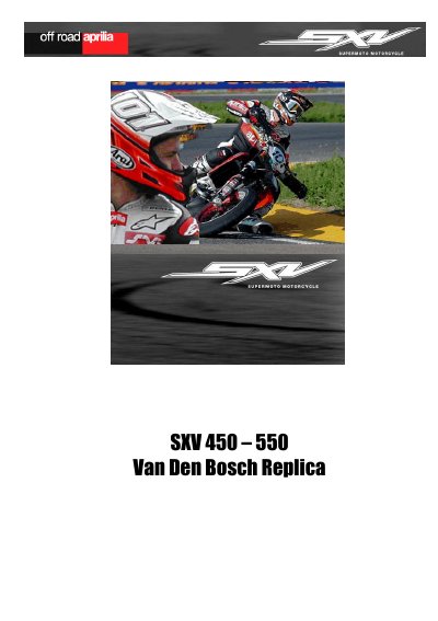 Aprilia SXV 450-550 VDB Replica Off-Road Motorcycle User Manual