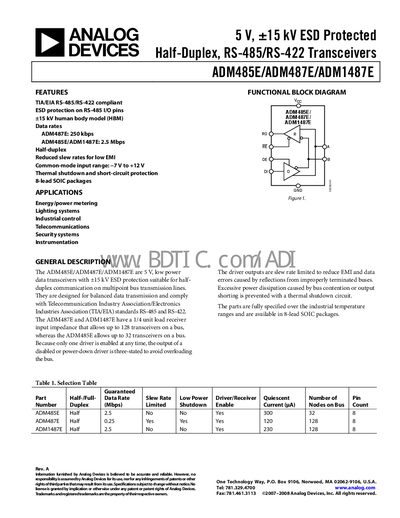 Analog Devices ADM487E Handbook - cover page