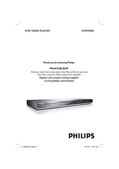 Philips DVP5980K DVD Video Player User Manual - cover page