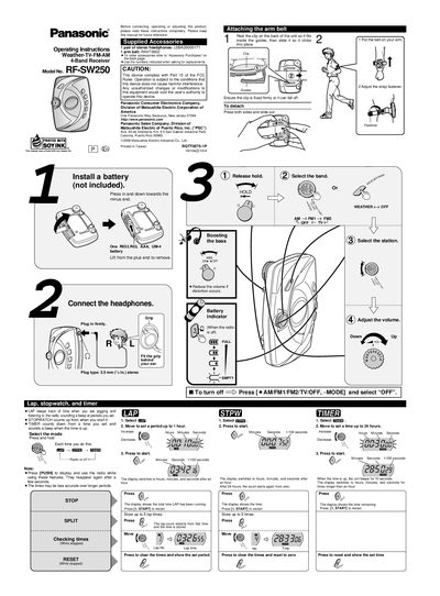 Panasonic RF-SW250 Weather-TV-FM-AM Receiver Operating Instructions - cover page
