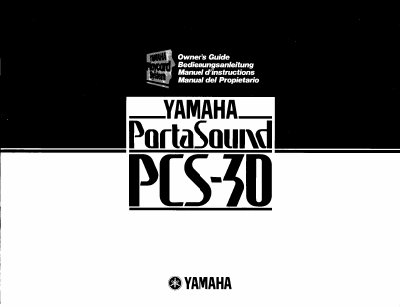 Yamaha PortaSound PCS-30 Owner's Guide - cover page