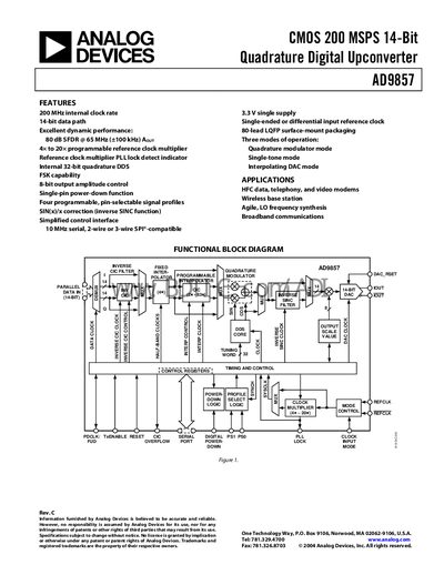 Analog Devices AD9857 Datasheet - cover page