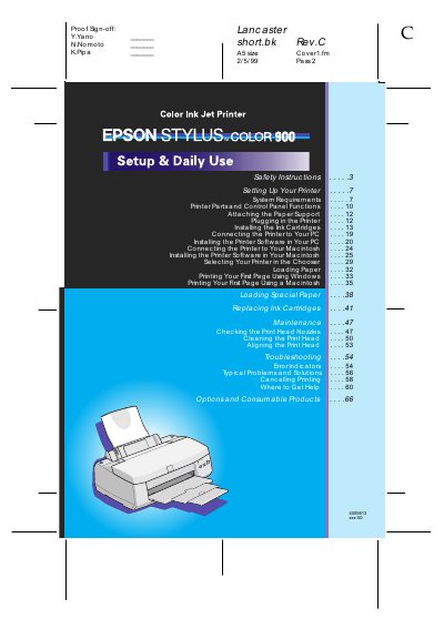 Epson Stylus Color 900 Setup & Daily Use Guide - cover page