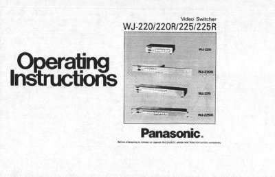 Panasonic WJ-220/200R/225/225R Manual - cover page