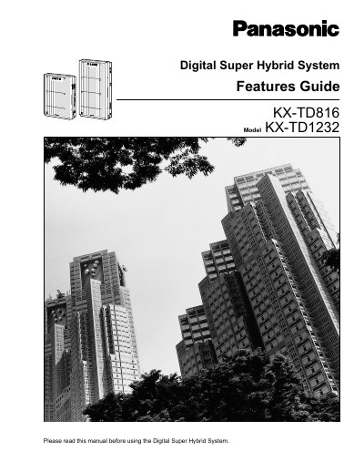 Panasonic KX-TD816/KX-TD1323 Manual