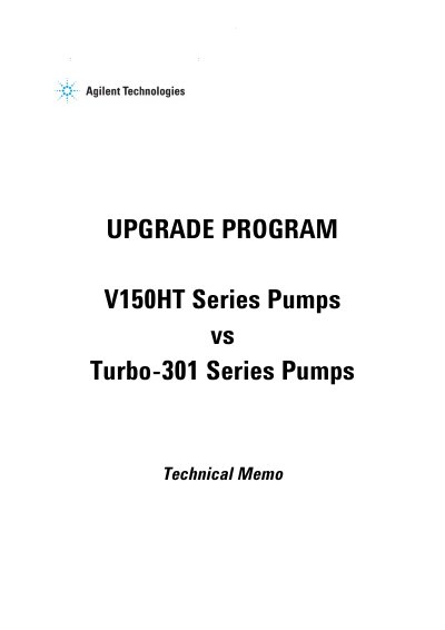 Agilent V150HT and Turbo-301 Pumps Technical Memo - cover page
