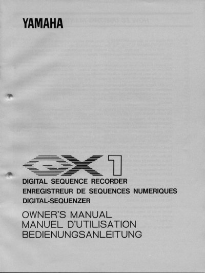 Yamaha QX1 Digital Sequence Recorder Owner's Manual - cover page
