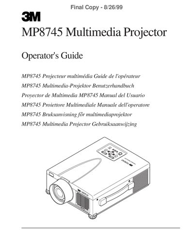 3M MP8745 Multimedia Projector User Manual - cover page