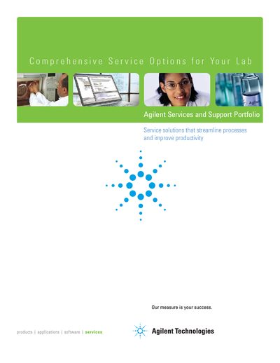 Agilent Services Portfolio Brochure - cover page