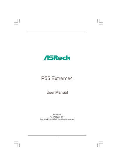 ASRock P55 Extreme4 Motherboard User Manual - cover page