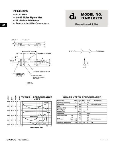 DAICO Industries DAML6278 Broadband LNA Datasheet - cover page