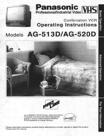 Panasonic AG-513D Combination VCR Operating Instructions - cover page